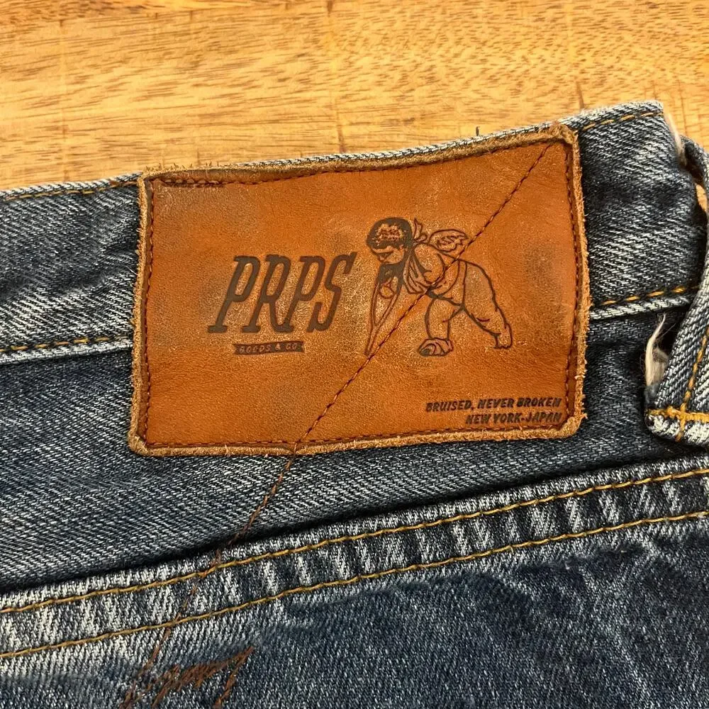 PRPS Mens Japanese Selvedge Denim Jeans 38x32 Y2K Straight Streetwear Barracuda